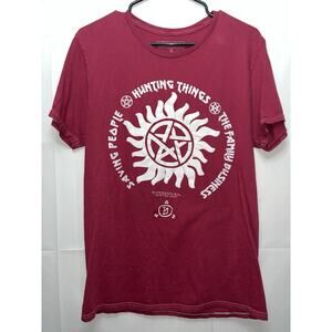 Supernatural "Saving People And Hunting Thing” Women's T-Shirt Medium Maroon